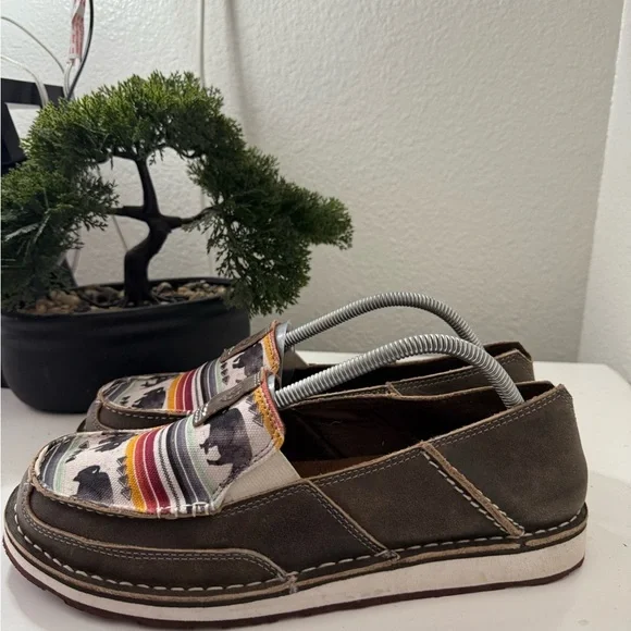 Ariat Brown and Multicolor Buffalo Print Loafers - Picture 4 of 8